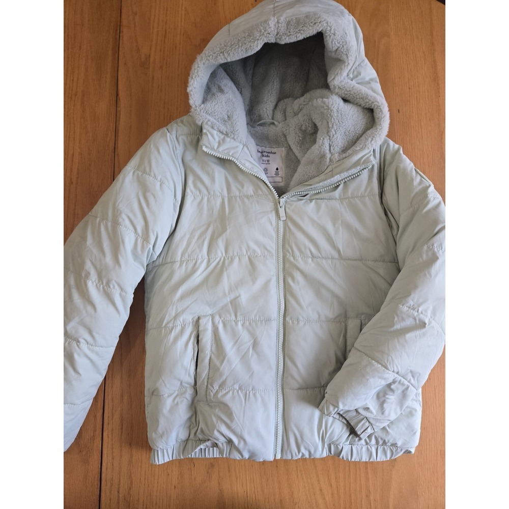 Abercrombie And Fitch Kids Youth 11/12 Puffer Coat Sherpa Mint Green